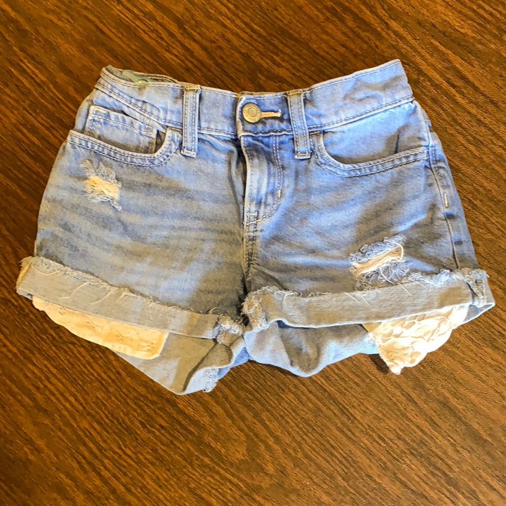 Old Navy girls 8 shortie denim shorts EUC